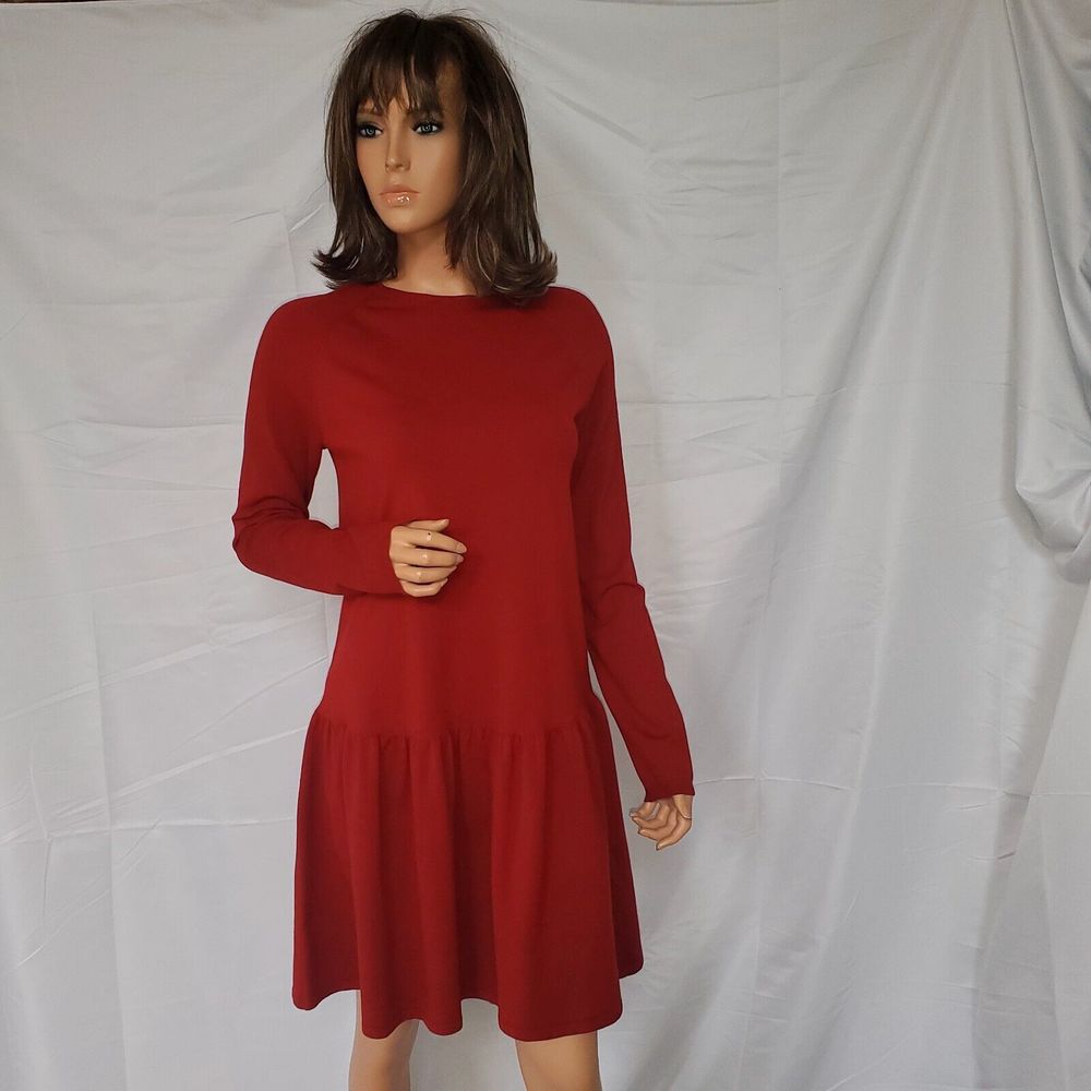 Max Mara Attila Mini Dress Short Red Knit Sweater Viscose Blend Dress Size Small